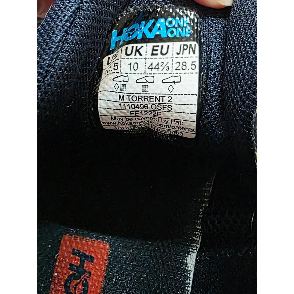 Hoka One One Torrent 2 Mens 10.5‎ Trail Running Shoes Black Orange 1110496 OSFS
